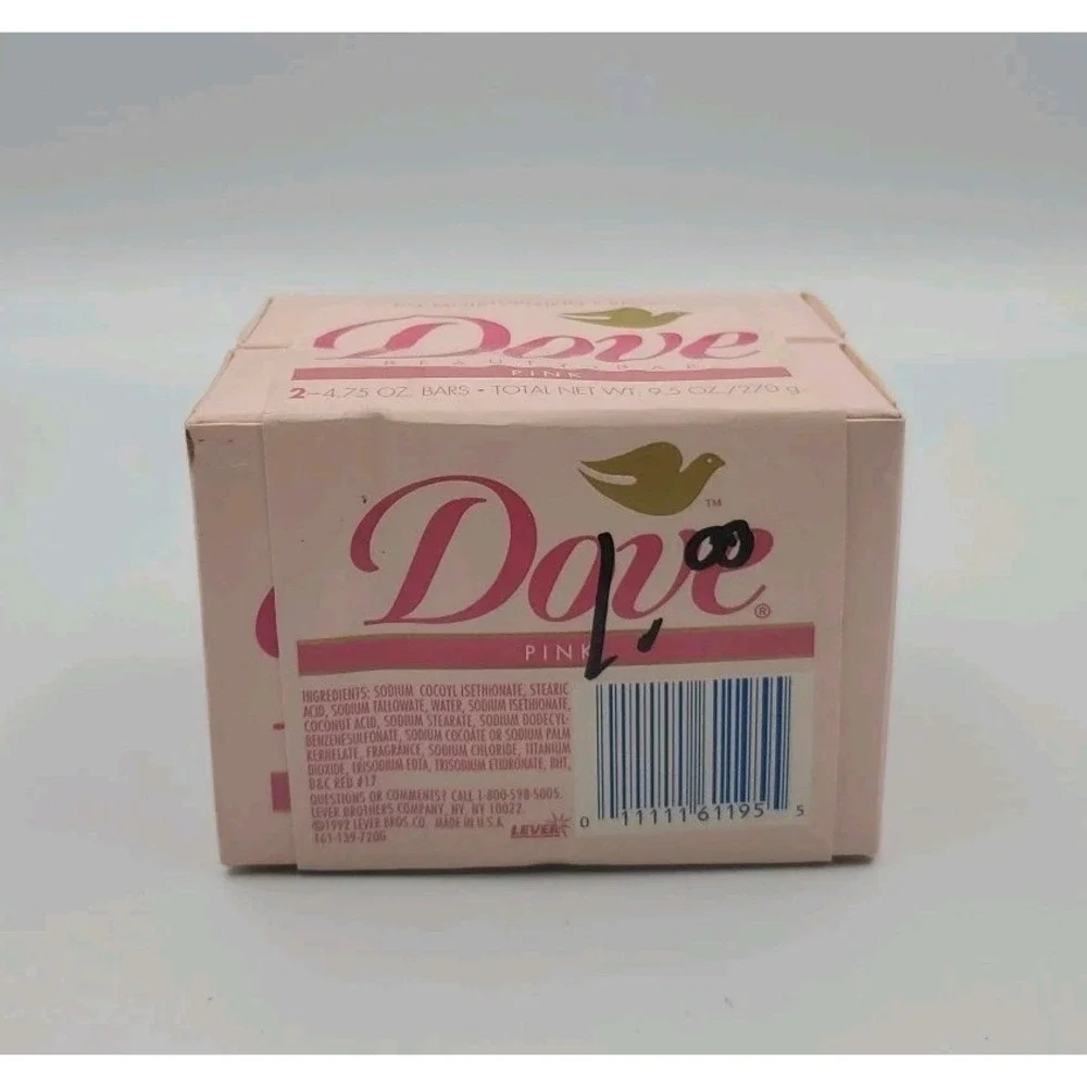 Vintage 1992‎ Pink Dove Beauty Bar 1/4 Moisture Lotion Two 4.75 oz Soap Bars NEW
